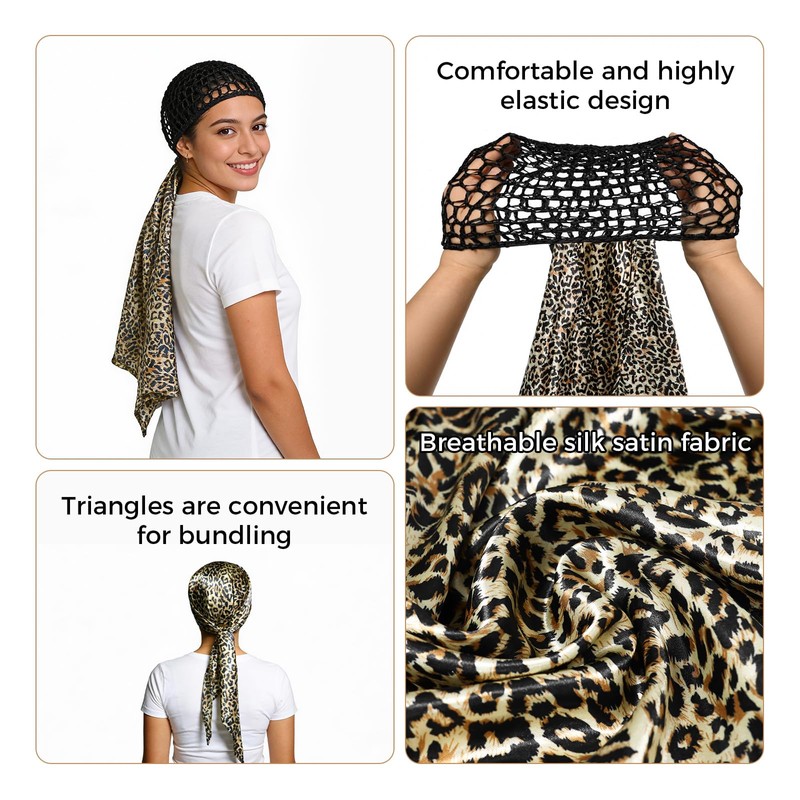 Wrap Cap Hair Net And Scarf, 2 In 1 Heatless
