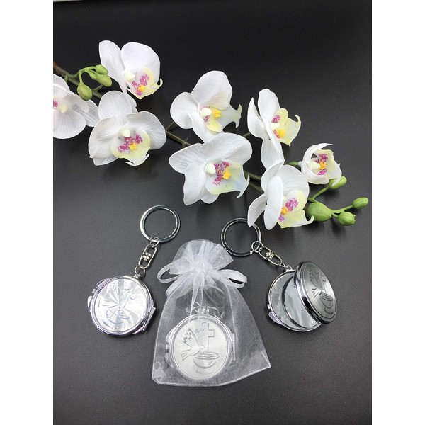 (12) Pcs New Baptism Compact Mirror Keychain Favor Bautizo Recuerdos/Holy