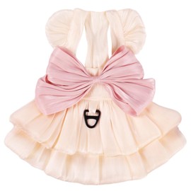 Dog Princess Dresses for Small Dogs Cat Bow Dress with Ring Dog Girl Clothes Cute Puppy Tutu Skirt Doggy Summer Costume Pet Outfits for Shih Tzu Yorkie Chihuahua Clothe (White, XL(5-7kg))