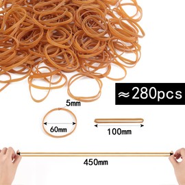 Elastic Bands 280Pcs Rubber Bands 100mm*5mm Heavy Duty Rubber Bands 450g Natural Strong Elastic Bands for Stationary Stretchable Bands for Home School Office Workshop Accessories(Dark Yellow）