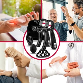 EDECOR 2 Piezas Fortalecedor de Agarre Kit, 5 en 1 Ejercitador de Mano con Contador, con Fortalecedor de Agarre de Mano,Pelota Antiestrés y Anillo de Entrenamiento de Antebrazo Para la recuperación y el fortalecimiento de las articulaciones de los dedos 