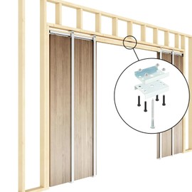 Nuk3y Pocket Door Frame Kit with Two-Way Soft Close for 2x4 Stud Wall (Double Door Adapter, Silver)
