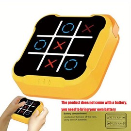 Electronic Tic-Tac-Toe Game, Portable Chess Board Game, Fun Strategy Game for Kids & Adults, Travel-Friendly Design, No Batteries Included:_Yellow_1 Count