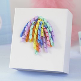 HUIHUANG Curly Ribbon Bows for Gift Wrapping Pastel Gift Bows Assortment Self Adhesive Grosgrain Bows for Presents Gift Bags Gift Basket Crafting Wrap Accessories Party Favor - 6 Counts x 6 Inch