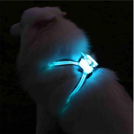 CC SIMON Dog Harness LED Light Up,USB Rechargeable Multicolor Light, Adjustable No Pull Pet Harness for Medium Large Dogs (L)