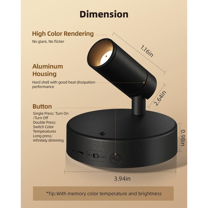 EZVALO Spotlights Indoor with Remote,5500mAh Rechargeable Uplighting Indoor, Wireless LED