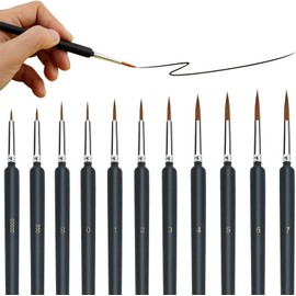 Juego de pinceles de detalle micro de 11 piezas, Pinceles miniatura para detalles finos y pintura artística, Brochas de Primera Calidad, Acuarela, Pintura al Oleo, Cara, Uñas, Modelado, Detalles y Más