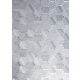 Hexagon Gray Silver Metallic Fabric Textured Wallpaper Geometric 3D Luxury Modern Embossed