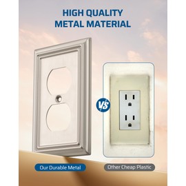 DEWENWILS 8-Pack Duplex Wall Plate, Metal Wall Outlet Cover for Receptacle, Light Switch, Brushed Nickel