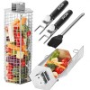 2-Piece Stainless Steel Grill Baskets Set with Removable Wooden Handles