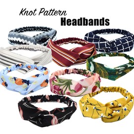 Headbands for Women,Hair Band Boho knotted Headwraps Mixed Printed Twisted Bow Hairbands, Vintage Floral Polka Dot Wide Hair Hoops Girls Hair Accessories for Daily Wearing Dating Sports (Green)