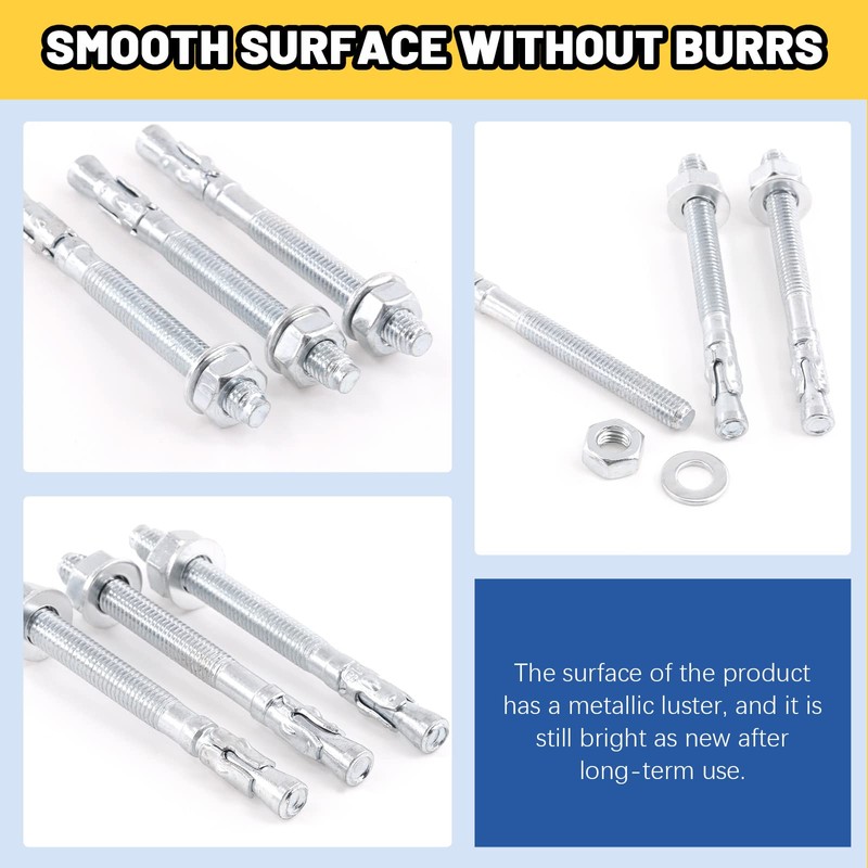 Glarks 20Pcs 5/16" x 3-1/2" Wedge Anchors Zinc Plated Heavy