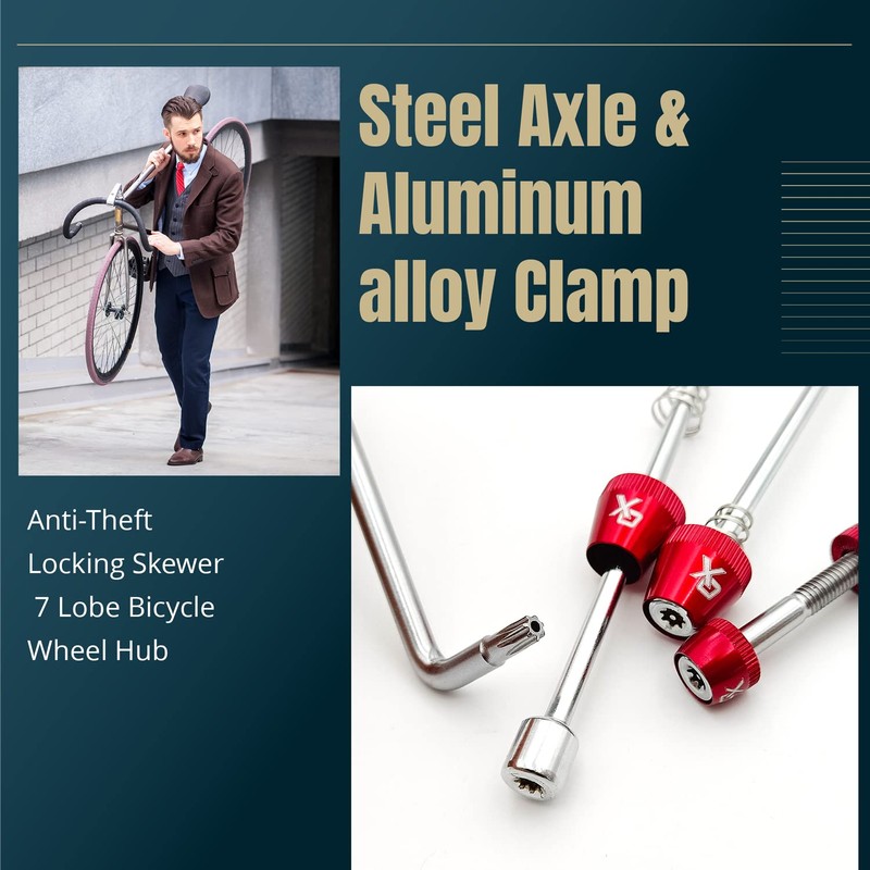 ONIPAX Anti-Theft Locking Skewer 7 Lobe Bicycle Wheel Hub (Red