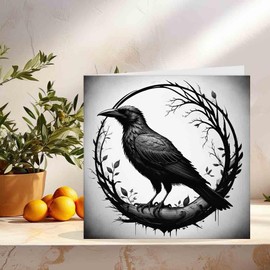 Crow Raven Greeting Card Gothic 145 x 145mm
