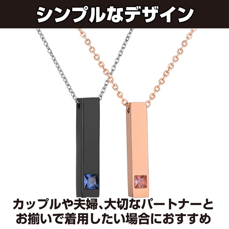 DAIVARNING Pair Necklace, Stainless Steel, Zircon Stone, Couple, Unisex Pair