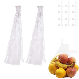 Fulanfudi 100pcs Seafood Boiling Bags with Loop-Style Closures, Plastic Reusable Reusable Nylon Mesh net, Mesh Produce Bags, Mesh Onion Bags, Fruit and Vegetable Produce Bag (White 24inches)