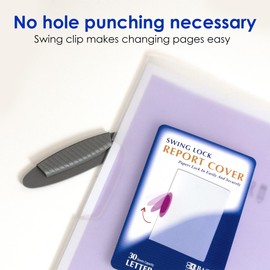 BAZIC File Folder Report Cover w/ Swing Lock, Plastic Translucent Letter Size A4 Document Folders, Portable Files Document Organizer, 6-Pack