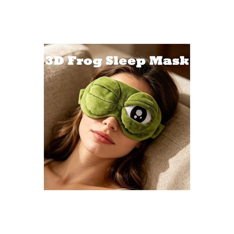 3D Frog Sleep Mask, Frog Eye Mask for Sleeping, Adjustable