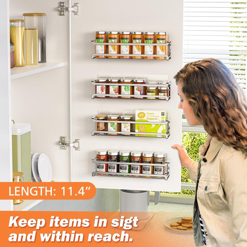 Bunoxea Spice Rack wall mounted 2 Pack, Space-Saving Spice Organizer