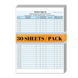 HIPAA Compliant Patient Sign-in Sheets - 30 Pack Carbonless Medical Forms with Peel-Off Labels, Date Column for Doctor’s Office, Dental Clinic, 750 Lables, Blue
