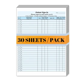 HIPAA Compliant Patient Sign-in Sheets - 30 Pack Carbonless Medical Forms with Peel-Off Labels, Date Column for Doctor’s Office, Dental Clinic, 750 Lables, Blue