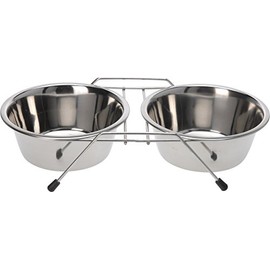 EMA a12650170 Futternapf Hundenapf Futterbar Napfständer 2 Schalen aus Edelstahl im Napfständer