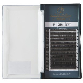 FELICIA Flat Lash, Matte Eyelash Extensions, Ultra Soft, Single Eyelash, D-Curl, 0.08 - 0.5 inches (0.20 mm), Thickness 0.3 - 0.5 inches (8