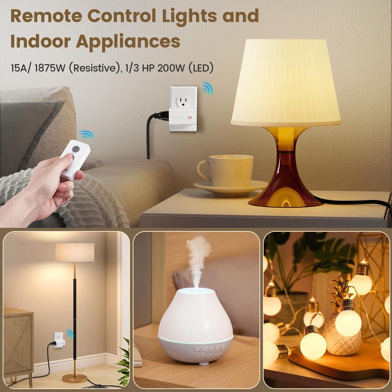 SURAIELEC Remote Control Outlet, Wireless Remote Light Switch, 100 FT,