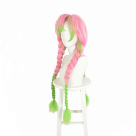 Hamish Love Hashira Kanroji Mitsuri Wig Love Hashira Mitsuri Cosplay Wig with Wig Cap Heat Resistant Hair Anime Cosplay Wig