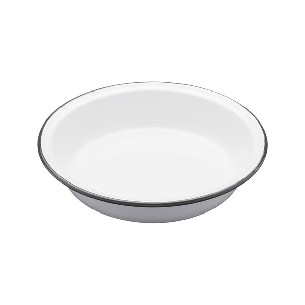 KitchenCraft Living Nostalgia Large Round Enamel Pie Dish, 22.5 cm (9") - White / Grey