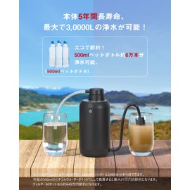 GreeShow GS-2801 Portable Water Purifier, Outdoor Filter, Genuine Japanese Product, Survival Water Purifier, USB, Electric Water Filter, For Disasters, Portable, Drinking Water, Mountain Climbing, Camping, Camping, Disaster Prevention, Goods, Lightweight