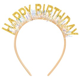 SuPoo Gold Glitter Tiara Headband for Women, Girls - Princess Crown, Queen Hair Accessories for Birthday Party Decorations and Gift