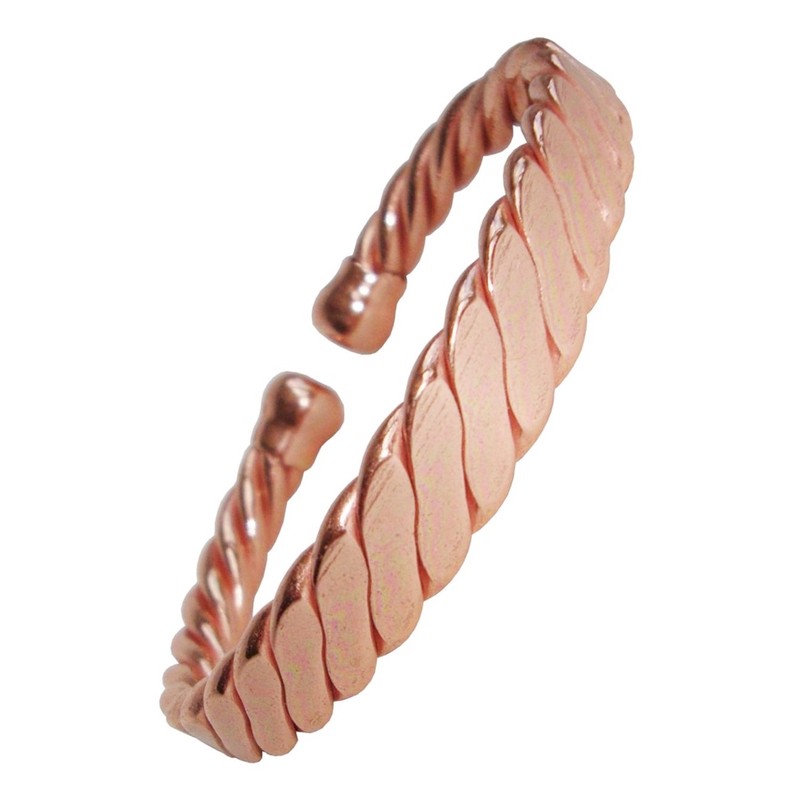 Mens Flattened Rope Design Magnetic Bangle