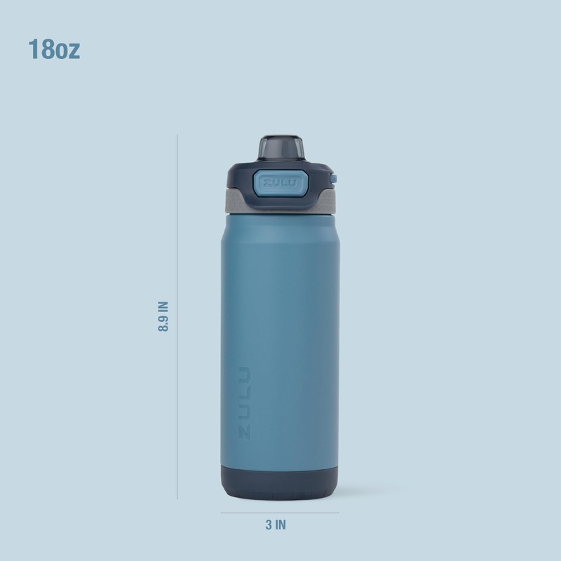 ZULU Powerfill Pro 18oz Kids Stainless Steel Water Bottle with