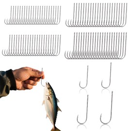 Sea Fishing Hooks - VLYX 96 PCS Barbed Aberdeen Hooks, Long Shank Wide Gape Size 1#, 1/0, 2/0, 3/0 - High Carbon Steel Lightweight for Sea Fishing