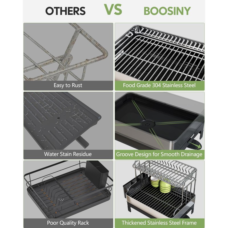 Extra Large Two Tier Stainless Steel Dish Drainer Drying Rack