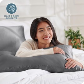 Bare Home 100% Mulberry Silk Pillowcase for Hair and Skin - Ultra Premium 6A Grade 19 Momme Silk Pillow Case - Envelope Enclosure - Breathable Cooling Pillow Cover (King, Grey)