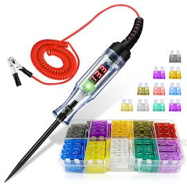 ADNEWX Car Fuse Tester and Car Fuse Set, 2.5-32 V Car Test Lamp with LED Digital Display, Indicator Light for Circuits, Fuses Switches, 10 Types of Fuses