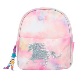 Depesche Miss Melody 11061 Backpack in Pink Tie Dye Look with Horse Made of Sequins, Approx. 22.5 x 14 x 19.5 cm, Ideal for Nursery, School and Leisure