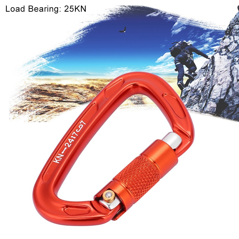 25KN Safety Lock D Buckle Outdoor Rock Climbing Rescue Carabiner