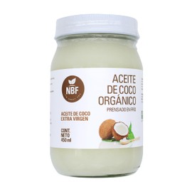 NBF Aceite de Coco Orgánico Extra Virgen 450ml | Prensado en Frío, Con Sabor y Olor, Ideal para Cocinar, Hornear y Freír | Apto para Dietas Veganas, Keto y Paleo |