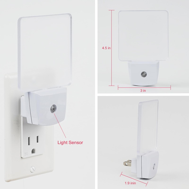 2 Pack 0.5W Plug in LED Night Light with Dusk