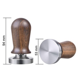 53mm Calibrated Espresso Tamper, MATOW Calibrated Coffee Tamper with Spring Loaded Wooden Handle Stainless Steel Flat Base, Professional Barista Espresso Hand Tamper (Wood Handle, 53mm Tamper)
