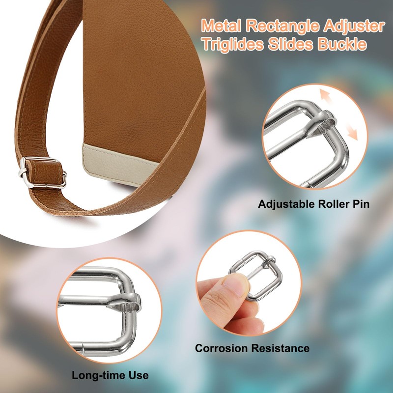 sourcing map Slide Buckle, 10Pcs 1" - Metal Tri-Glides Slide