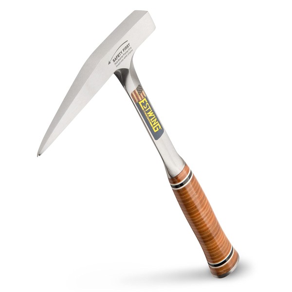 Estwing E13PM Rock Pick -Geological Hammer with Milled Face & Genuine Leather Grip - ,Brown,13 oz