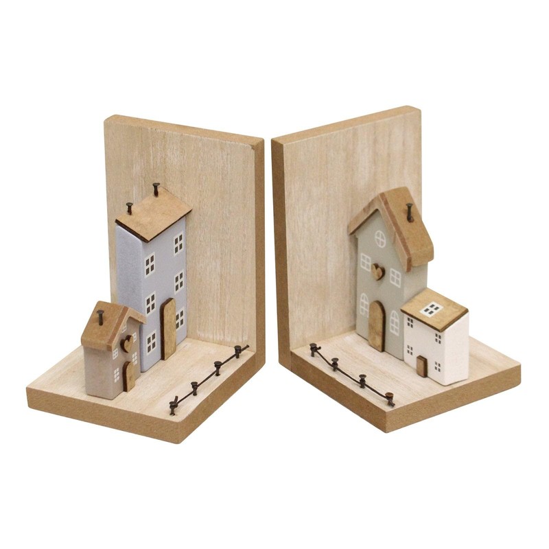 Sifcon International plc Wooden Houses Design Bookends