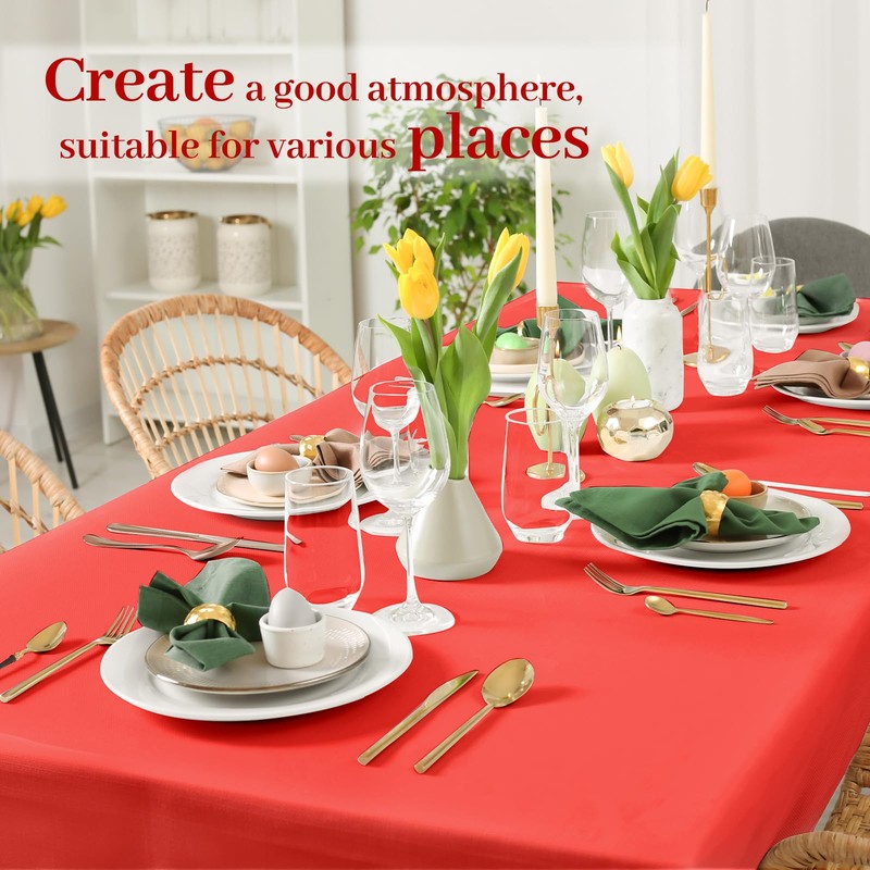 Bouiexye 4 Pack Disposable Table Cloth Red Plastic Tablecloth 54