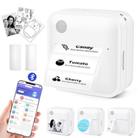 VFU Label Maker Machine with Tape - Thermal Label Printer Bluetooth Label Maker Machine, Mini Printer Sticker Maker for Home, Kitchen, School, Office Organization with 2 Rolls Paper (White)