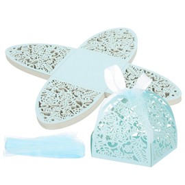 PATIKIL 2.36x2.36x2.76 Inch Favor Boxes, 24 Pcs Candy Party Gift Boxes for Wedding Mother's Day Easter Anniversary Christmas Graduation Celebration, Pearl Light Blue