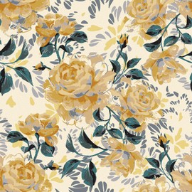 EPPKILY Yellow Rose Wallpaper Peel and Stick Wallpaper Vintage Floral Wallpaper Oil Painting Floral Contact Paper Large Floral Wallpaper Removable Wallpaper for Bedroom Walls Shelf Liner 17.5"x102"